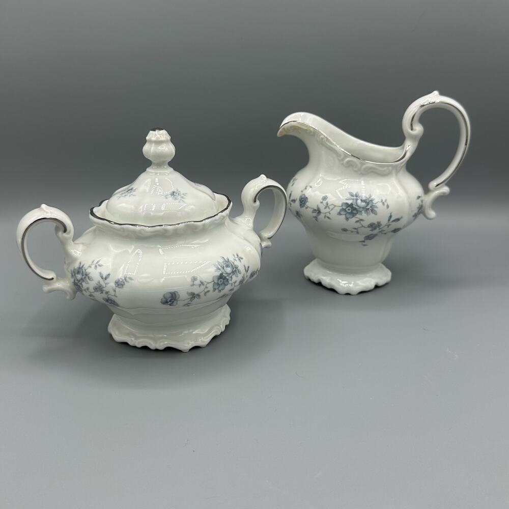 Vintage Johann Haviland Blue Garland Sugar and Creamer